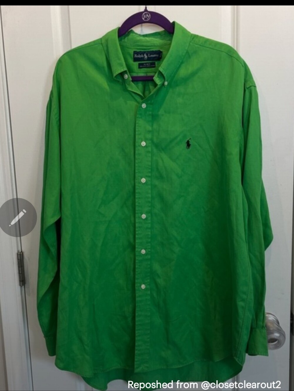 NWT - MEN'S "BLAKE" RALPH LAUREN VIBRANT GREEN SILK/LINEN LONG-SLEEVE SHIRT